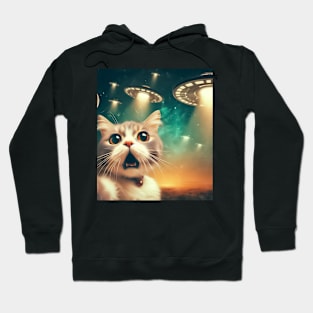 Funny Cat selfie with UFO Hoodie